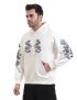 White Floral Graphic Hoodie for Men