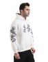 White Floral Graphic Hoodie for Men